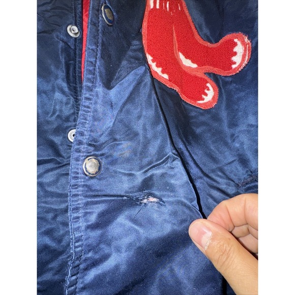 Vintage 80s Boston Red Sox MLB Diamond Collection Starter Satin Bomber Jacket XL - Picture 5 of 14